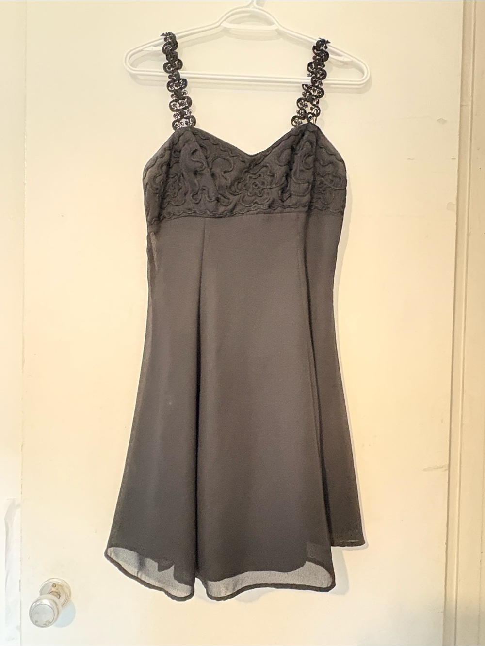 Black Embellished Strap A-Line Dress